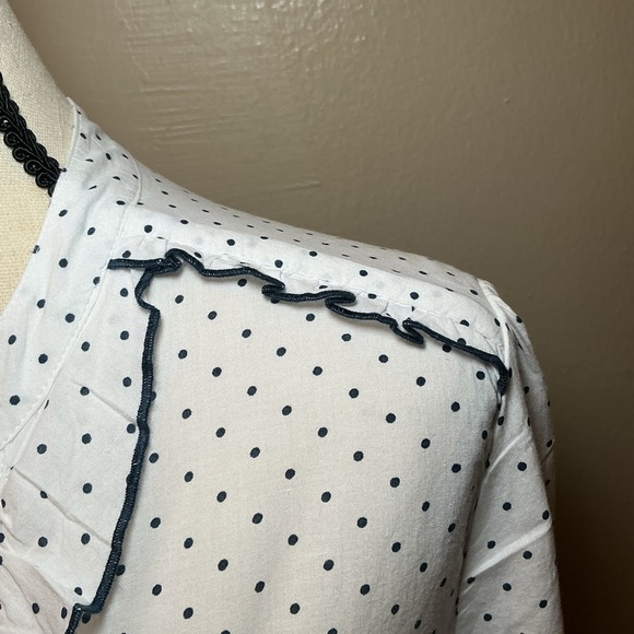 Pure Collection White Polka Dot Ruffle Blouse - Picture 5 of 7